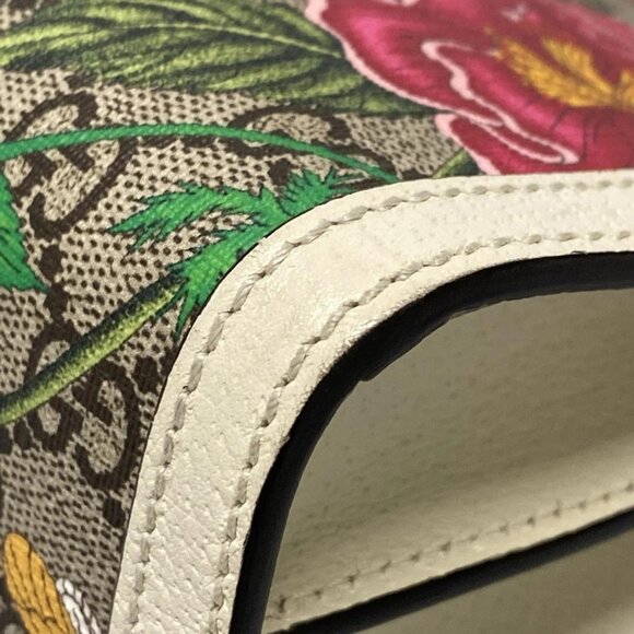 Auth GUCCI Ophidia/Flora 503877 Beige Ebony Cream PVC Leather Shoulder Bag - Picture 4 of 16